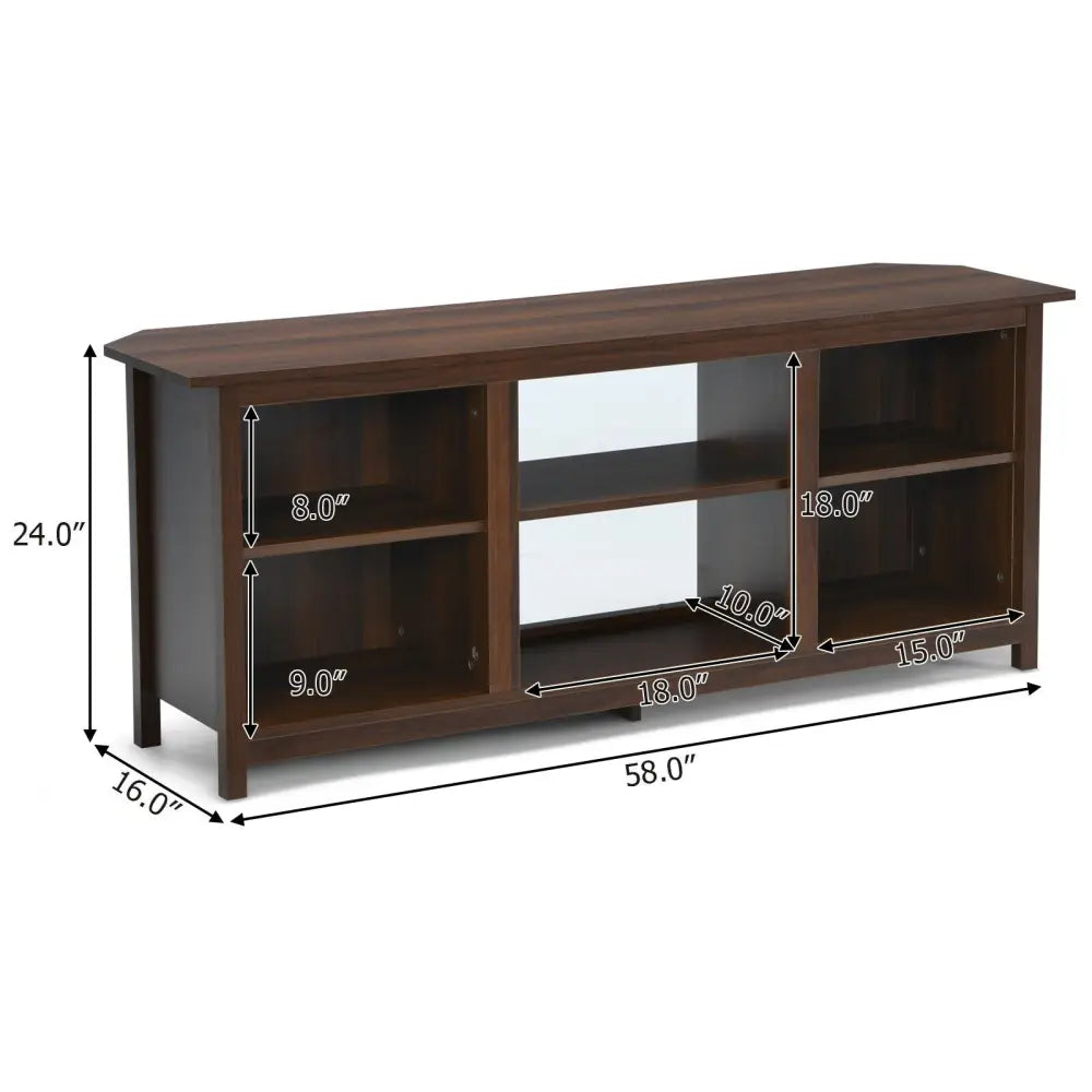 2-Tier Entertainment Media Console Center-Brown - Brown - Entertainment Centers & TV Stands