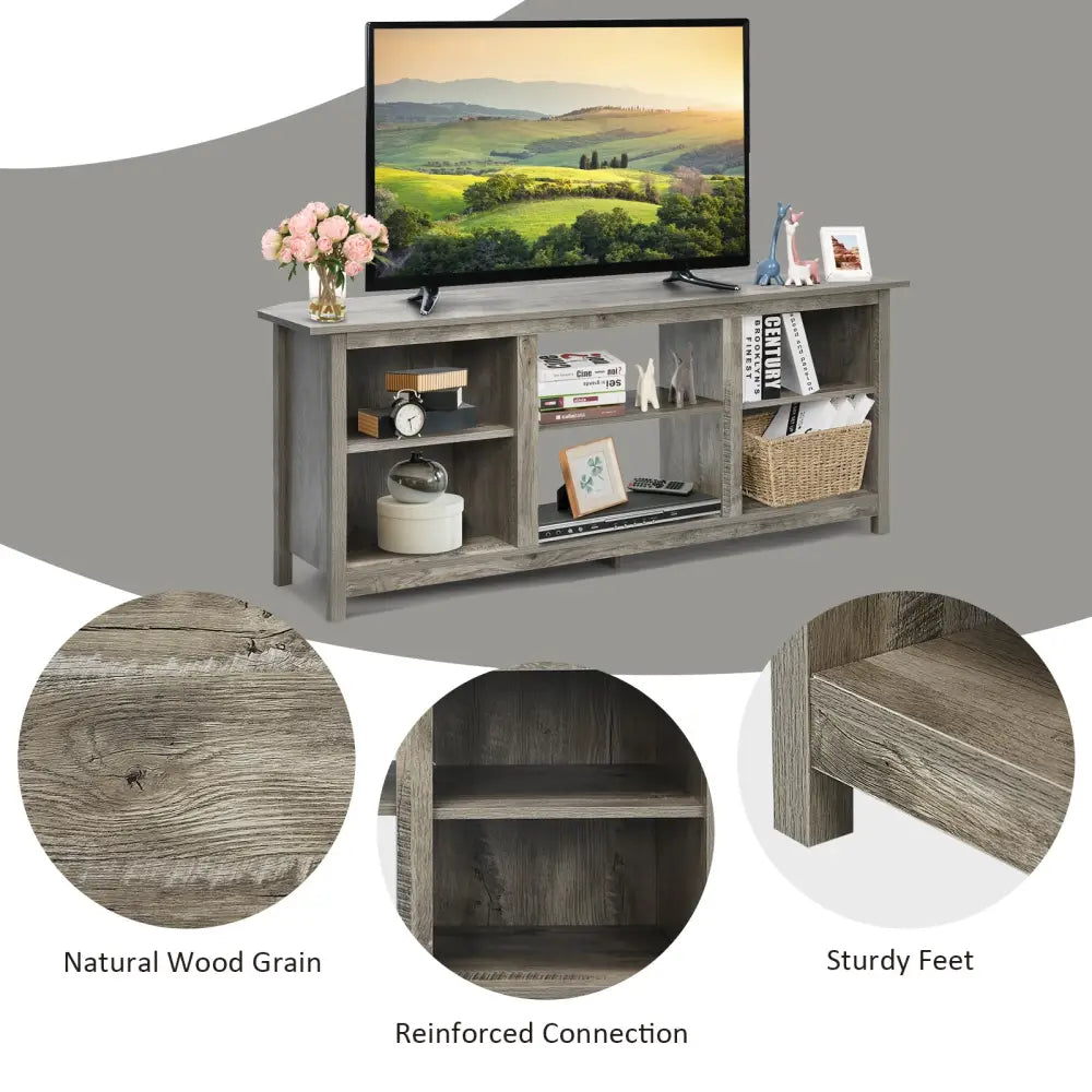 2-Tier Entertainment Media Console Center-Gray - Gray - Entertainment Centers & TV Stands