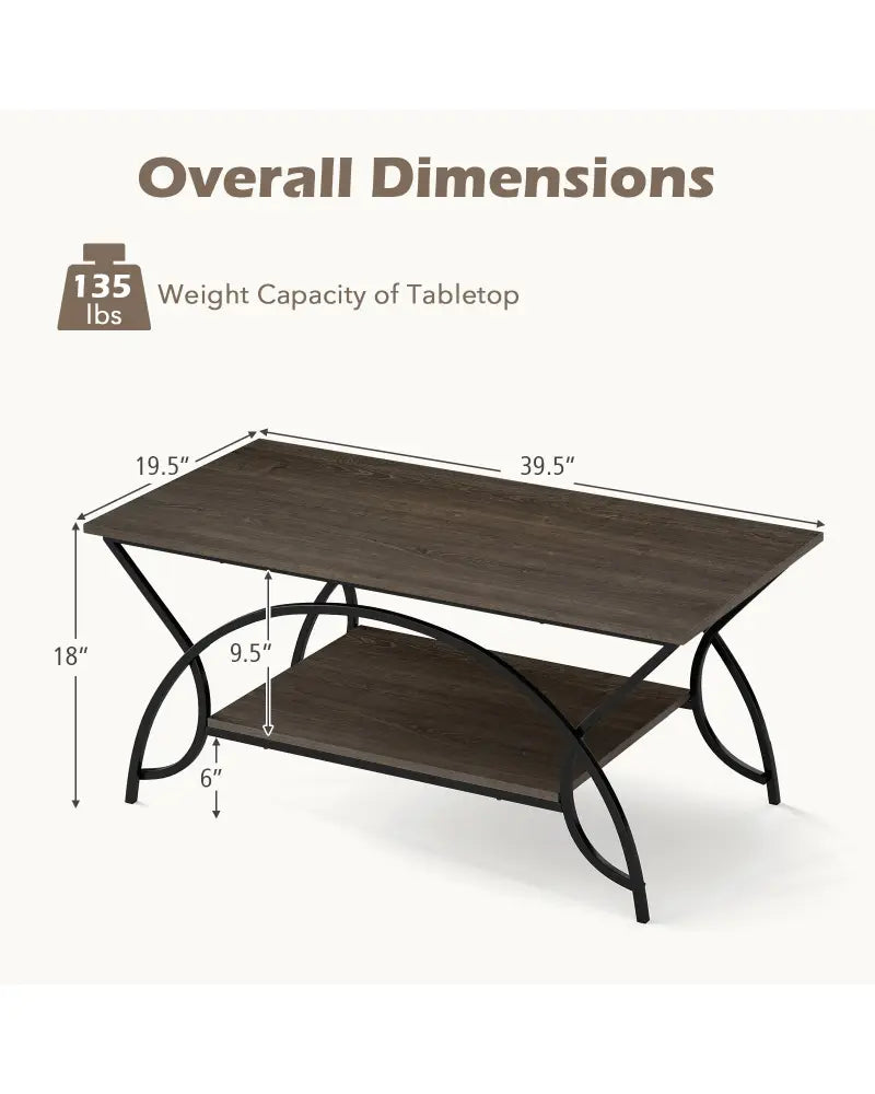 2-Tier Faux Marble Coffee Table with Marble Top and Metal Frame-Oak - Oak - Coffee Tables