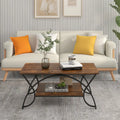 2-Tier Faux Marble Coffee Table with Marble Top and Metal Frame-Rustic Brown - Rustic Brown - Coffee Tables