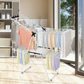 2-Tier Foldable Clothes Drying Rack with Adjustable Gullwing - White - Drying Racks