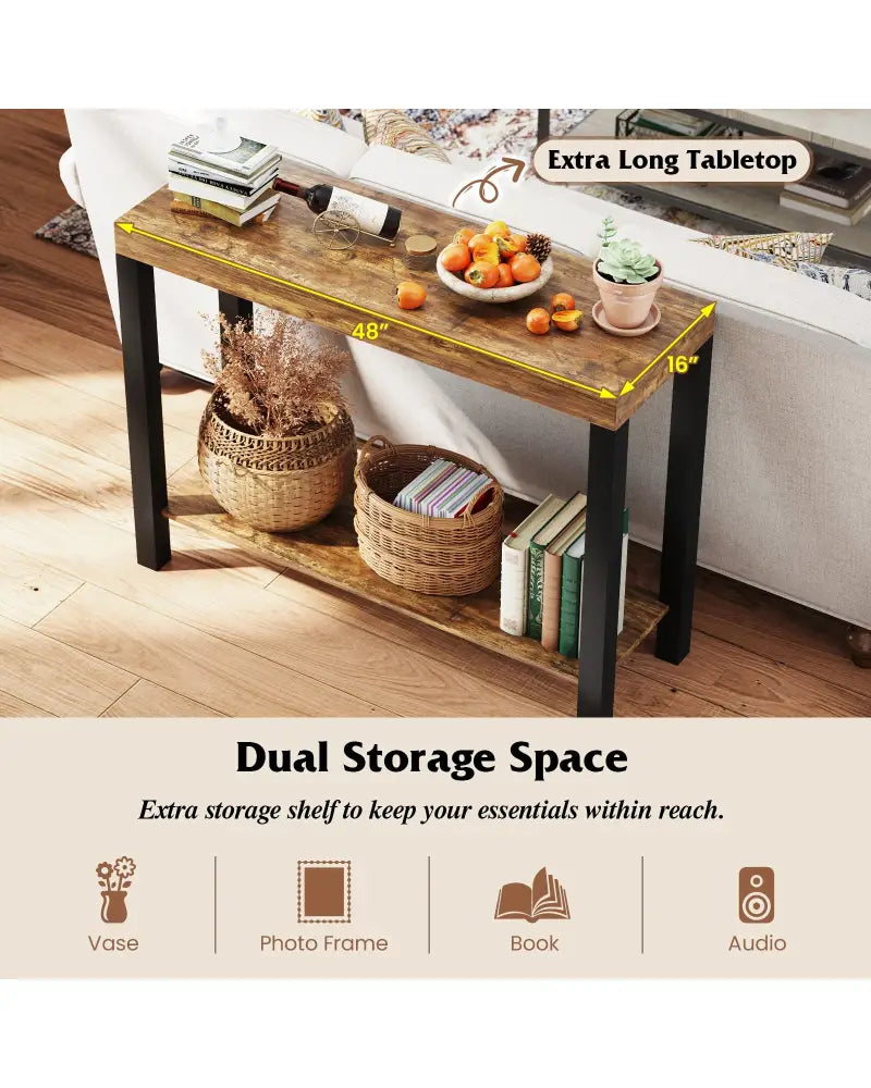 2-Tier Home Bar Table with Open Shelves and Storage for Home Kitchen Living Room Pub-Rustic Brown - Rustic Brown - Bar
