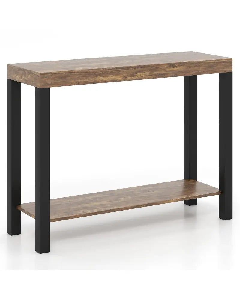 2-Tier Home Bar Table with Open Shelves and Storage for Home Kitchen Living Room Pub-Rustic Brown - Rustic Brown - Bar
