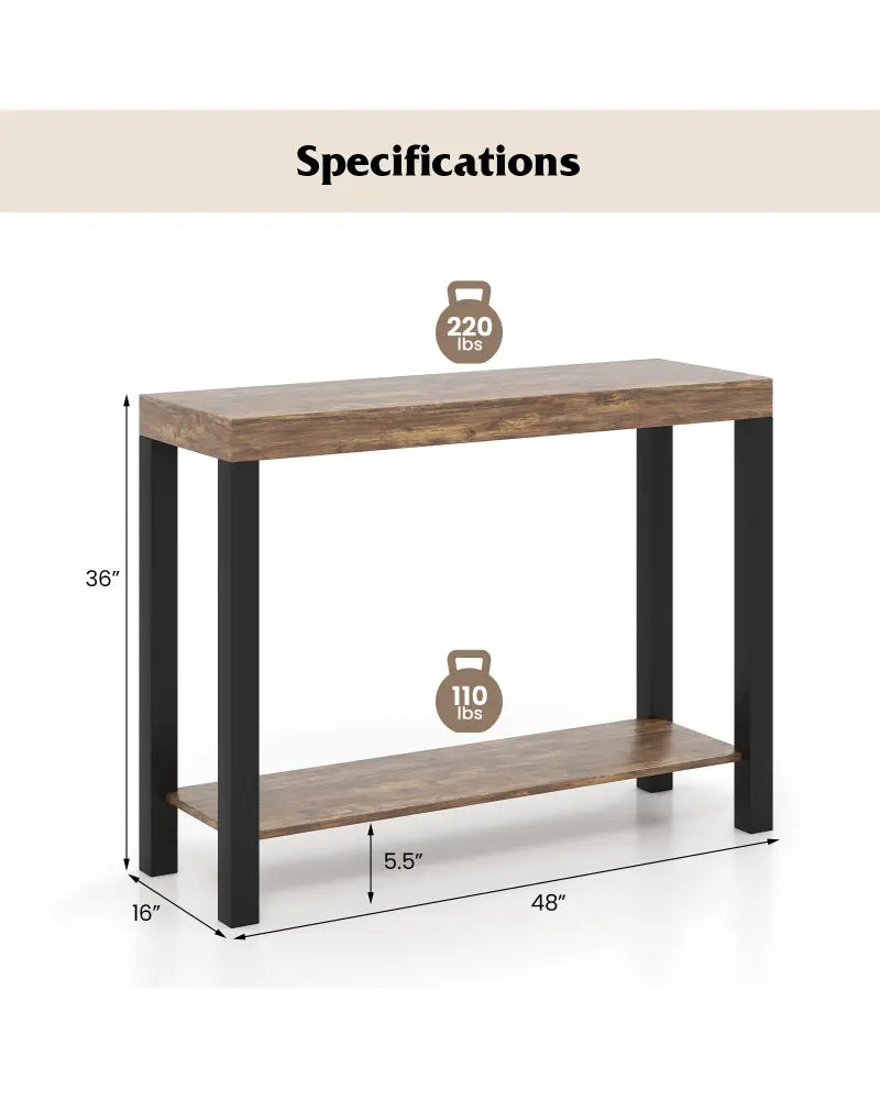 2-Tier Home Bar Table with Open Shelves and Storage for Home Kitchen Living Room Pub-Rustic Brown - Rustic Brown - Bar