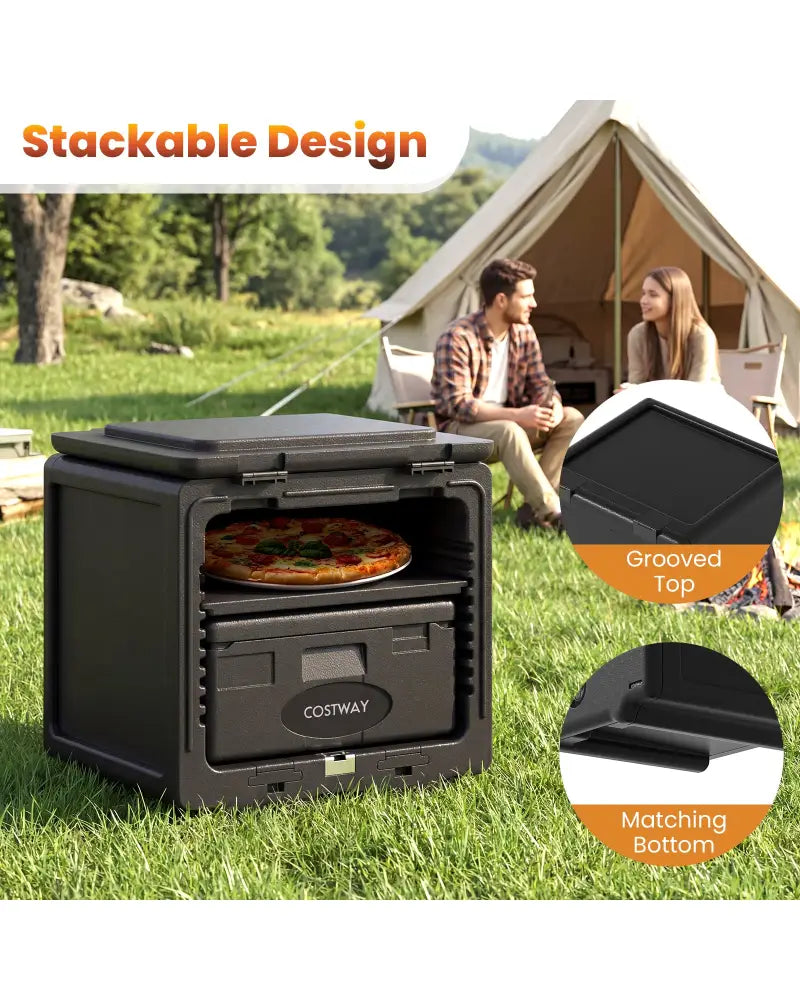 2 Tier Insulated Food Pan Carrier Food Warmer with Removable Tray and Box - Food Warmers & Burners