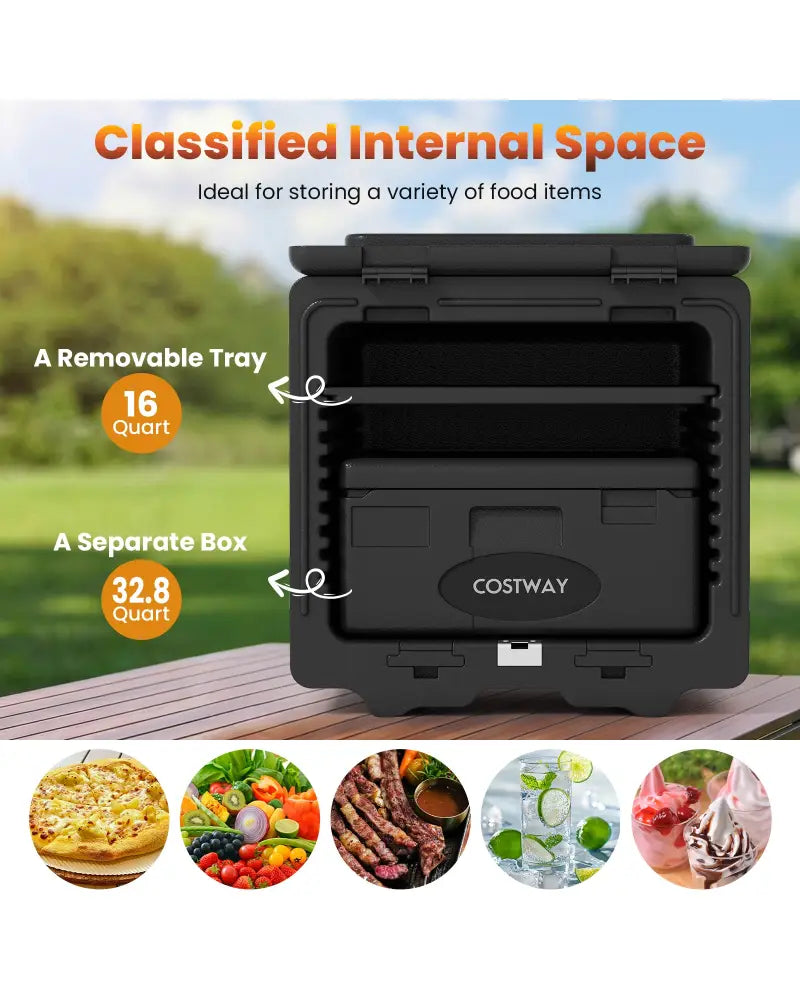 2 Tier Insulated Food Pan Carrier Food Warmer with Removable Tray and Box - Food Warmers & Burners