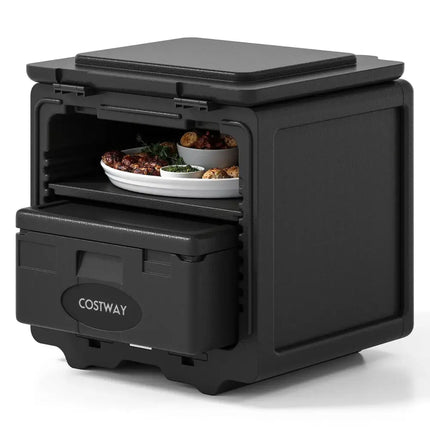 2 Tier Insulated Food Pan Carrier Food Warmer with Removable Tray and Box Costway