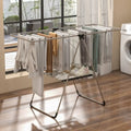 2-Tier Laundry Drying Rack Folding Cloth Rack with Aluminum Frame - Silver - Drying Racks