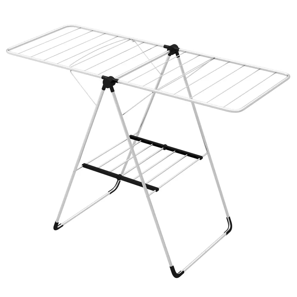 2-Tier Laundry Drying Rack Folding Cloth Rack with Aluminum Frame - Silver - Drying Racks
