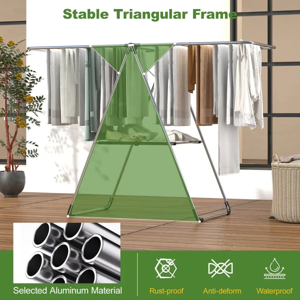 2-Tier Laundry Drying Rack Folding Cloth Rack with Aluminum Frame - Silver - Drying Racks