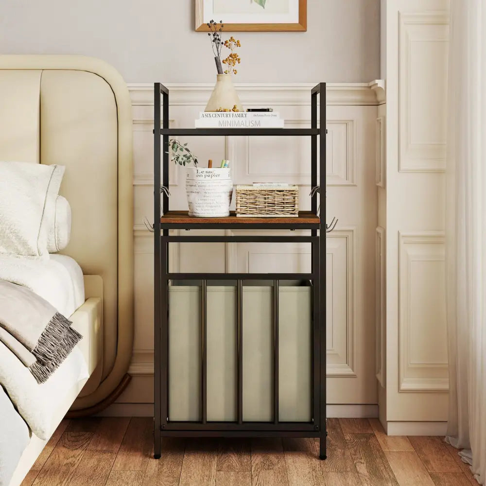 2-Tier Laundry Hamper with Tilt-out Basket-Black - Black - Laundry Baskets