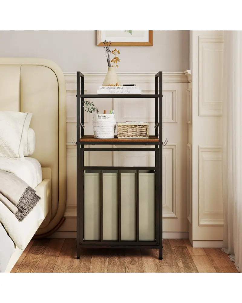 2-Tier Laundry Hamper with Tilt-out Basket-Black - Black - Laundry Baskets