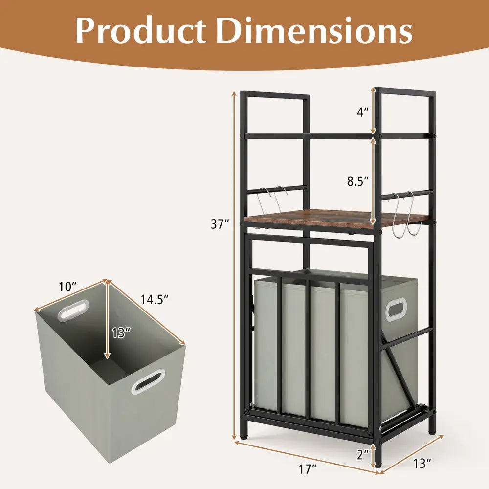 2-Tier Laundry Hamper with Tilt-out Basket-Black - Black - Laundry Baskets
