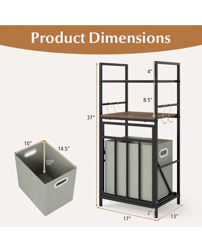 2-Tier Laundry Hamper with Tilt-out Basket-Black - Black - Laundry Baskets