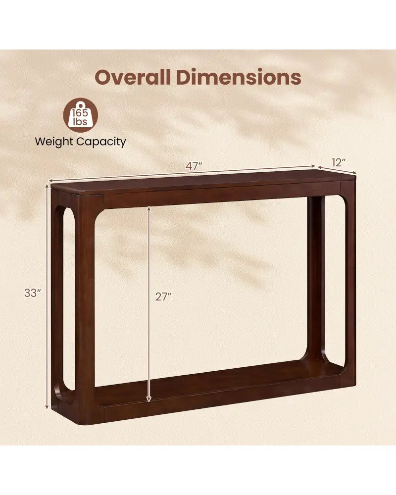 2-Tier Mid Century Wood Console Table with Storage Shelf-Brown - Brown - Console Tables