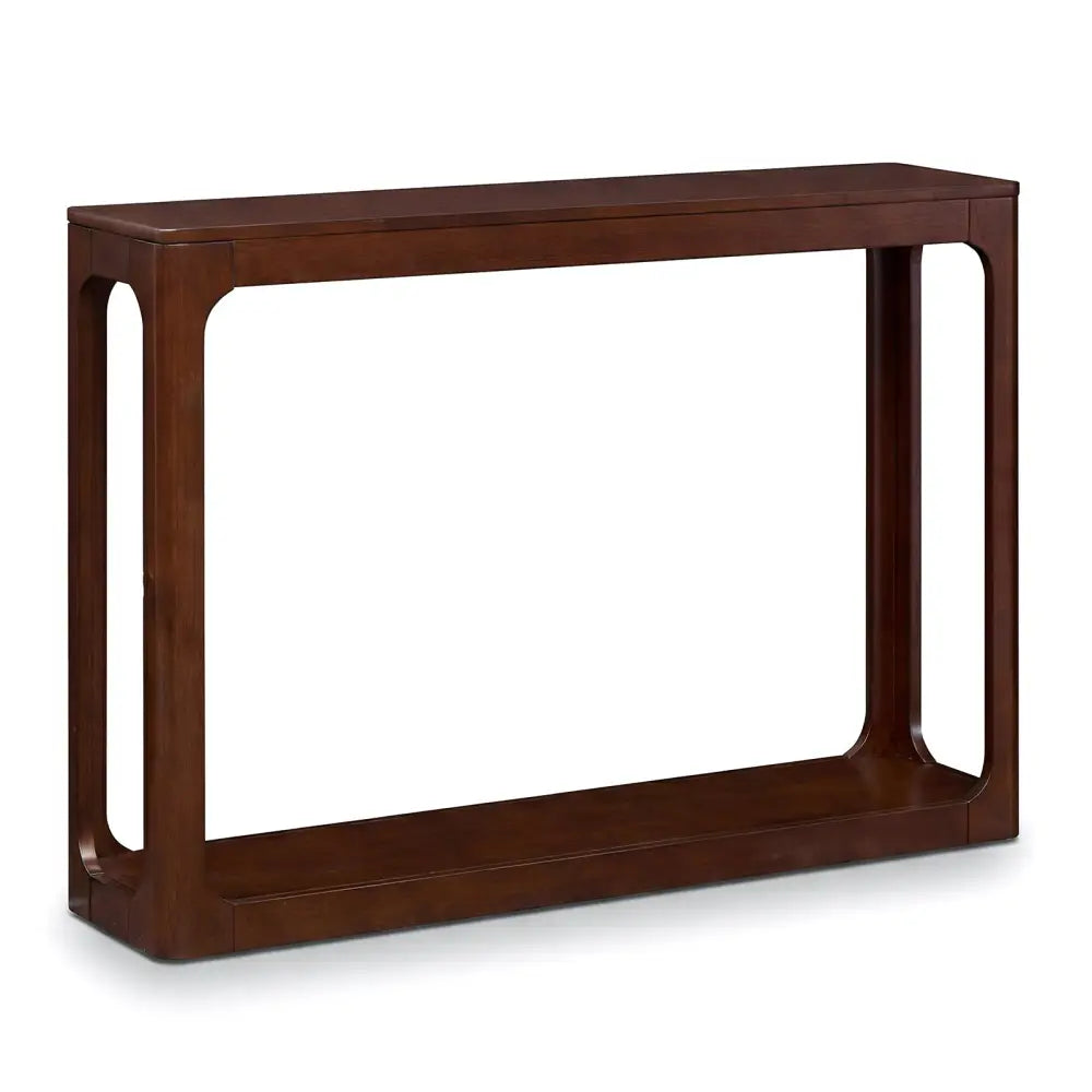 2-Tier Mid Century Wood Console Table with Storage Shelf-Brown - Brown - Console Tables