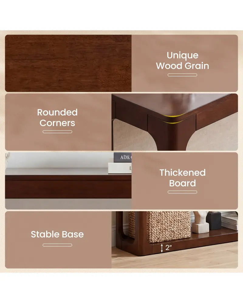 2-Tier Mid Century Wood Console Table with Storage Shelf-Brown - Brown - Console Tables