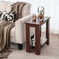 2-Tier Modern Compact End Table with Storage Shelf-Brown Costway