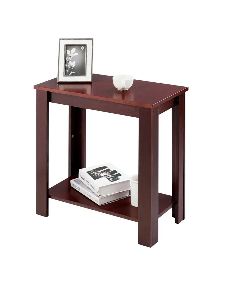 2-Tier Modern Compact End Table with Storage Shelf-Espresso - Espresso - End & Side Tables