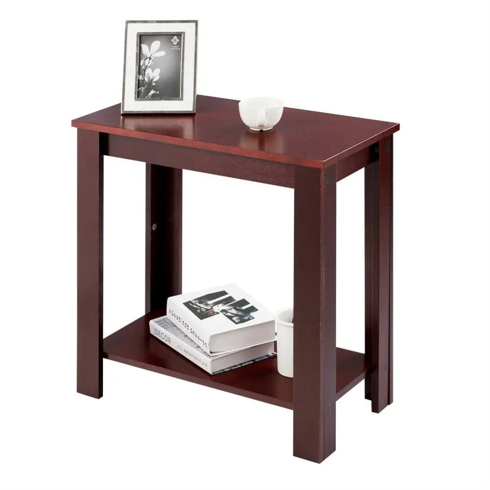 2-Tier Modern Compact End Table with Storage Shelf-Espresso - Espresso - End & Side Tables