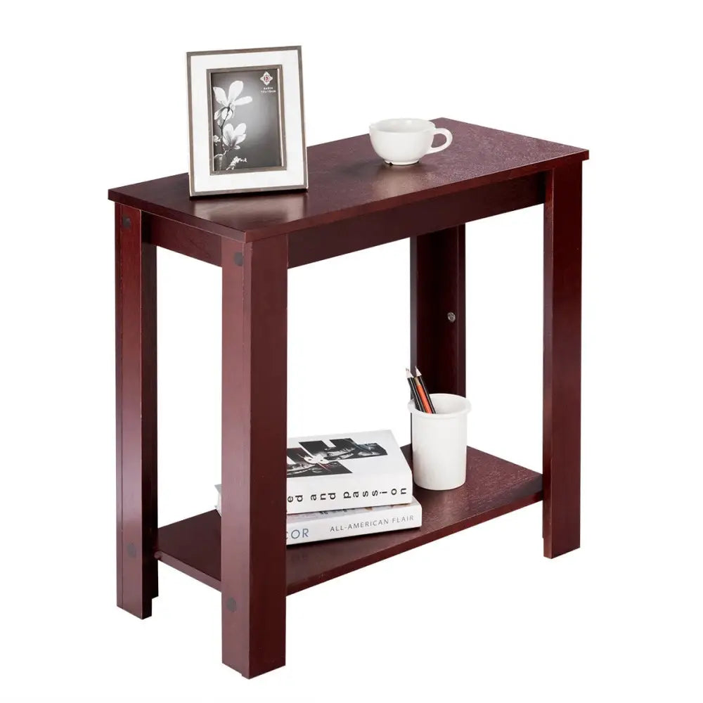 2-Tier Modern Compact End Table with Storage Shelf-Espresso - Espresso - End & Side Tables