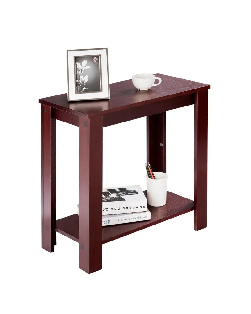2-Tier Modern Compact End Table with Storage Shelf-Espresso - Espresso - End & Side Tables
