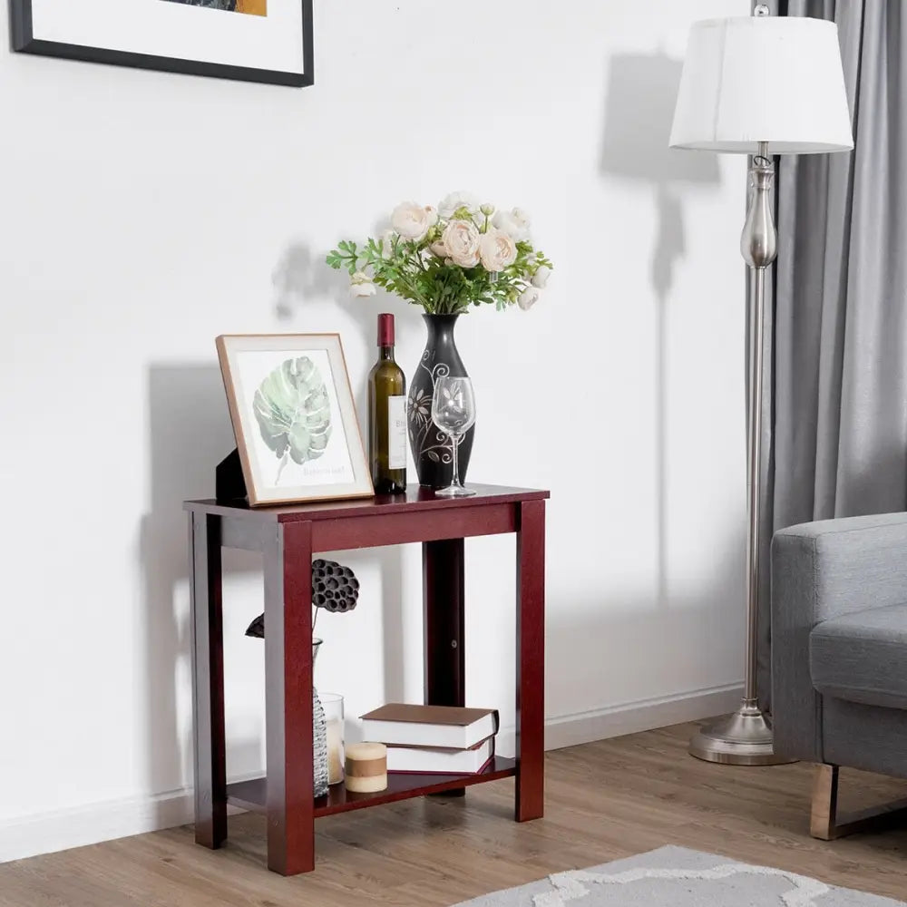 2-Tier Modern Compact End Table with Storage Shelf-Espresso - Espresso - End & Side Tables
