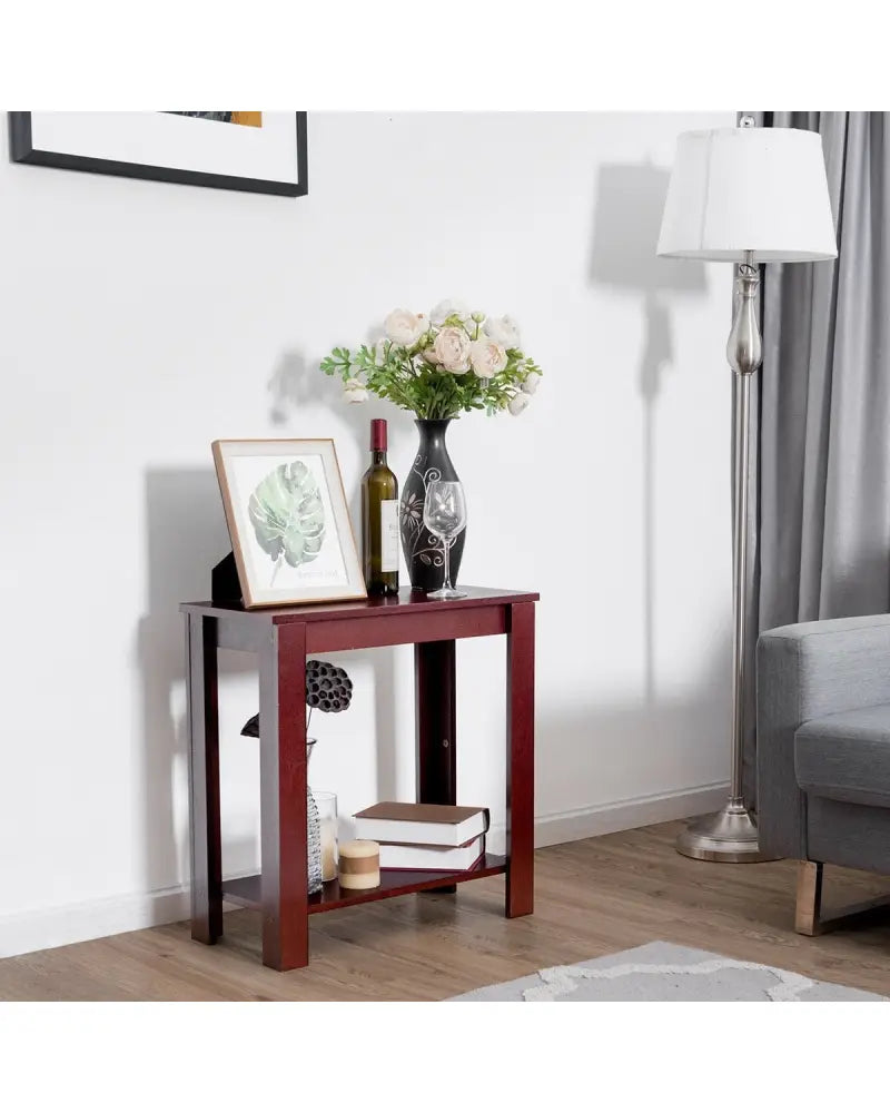 2-Tier Modern Compact End Table with Storage Shelf-Espresso - Espresso - End & Side Tables