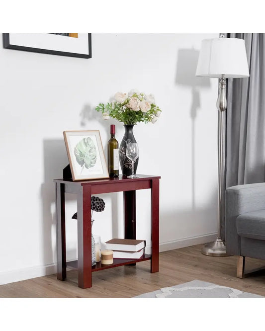 2-Tier Modern Compact End Table with Storage Shelf-Espresso - Espresso - End & Side Tables