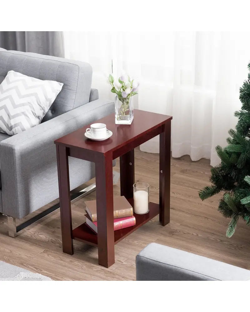 2-Tier Modern Compact End Table with Storage Shelf-Espresso - Espresso - End & Side Tables