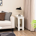 2-Tier Modern Compact End Table with Storage Shelf-White Costway
