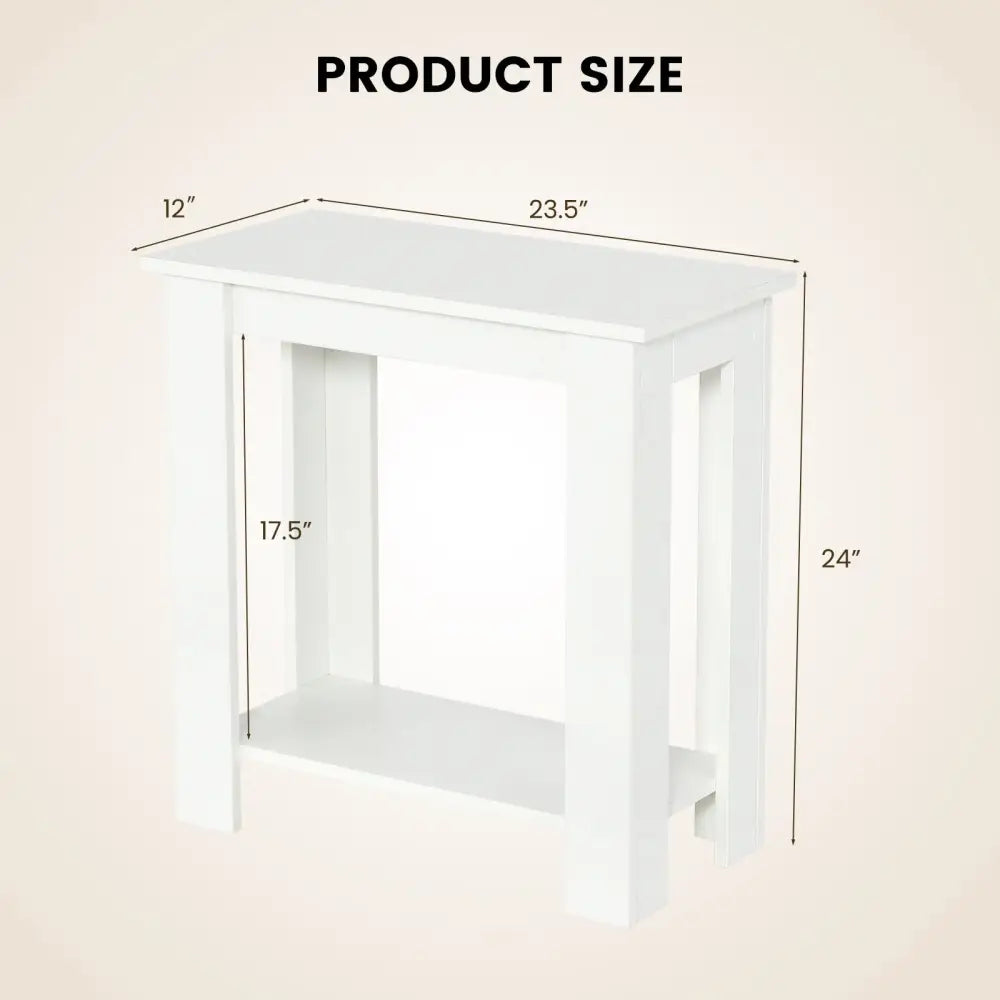 2-Tier Modern Compact End Table with Storage Shelf-White Costway