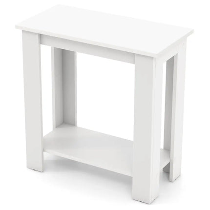 2-Tier Modern Compact End Table with Storage Shelf-White Costway