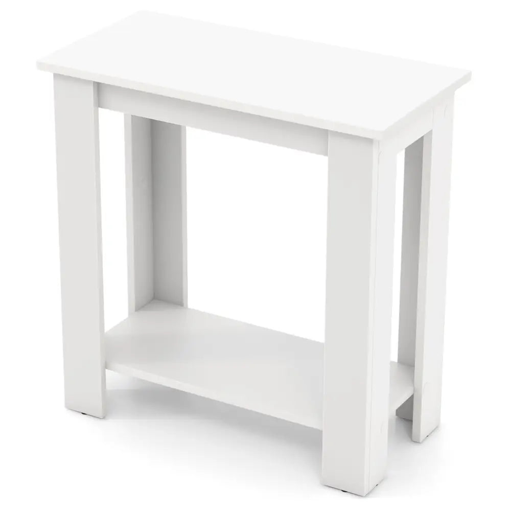 2-Tier Modern Compact End Table with Storage Shelf-White Costway
