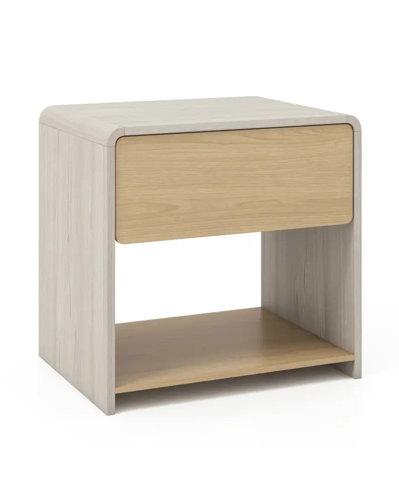 2-Tier Modern Style Nightstand with Drawer and Open Shelf-Oak - Oak - Nightstands