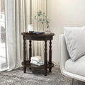 2-Tier Oval Side Table with Storage Shelf and Solid Wood Legs-Espresso - Espresso - End & Side Tables