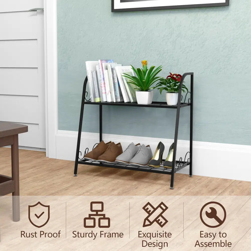 2-tier Patio Metal Plant Stand - Plant Stands