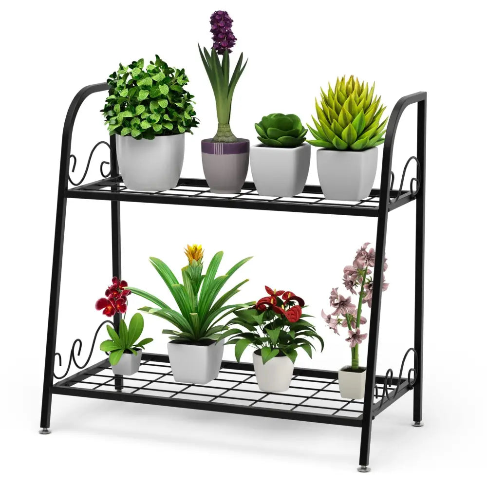 2-tier Patio Metal Plant Stand - Plant Stands