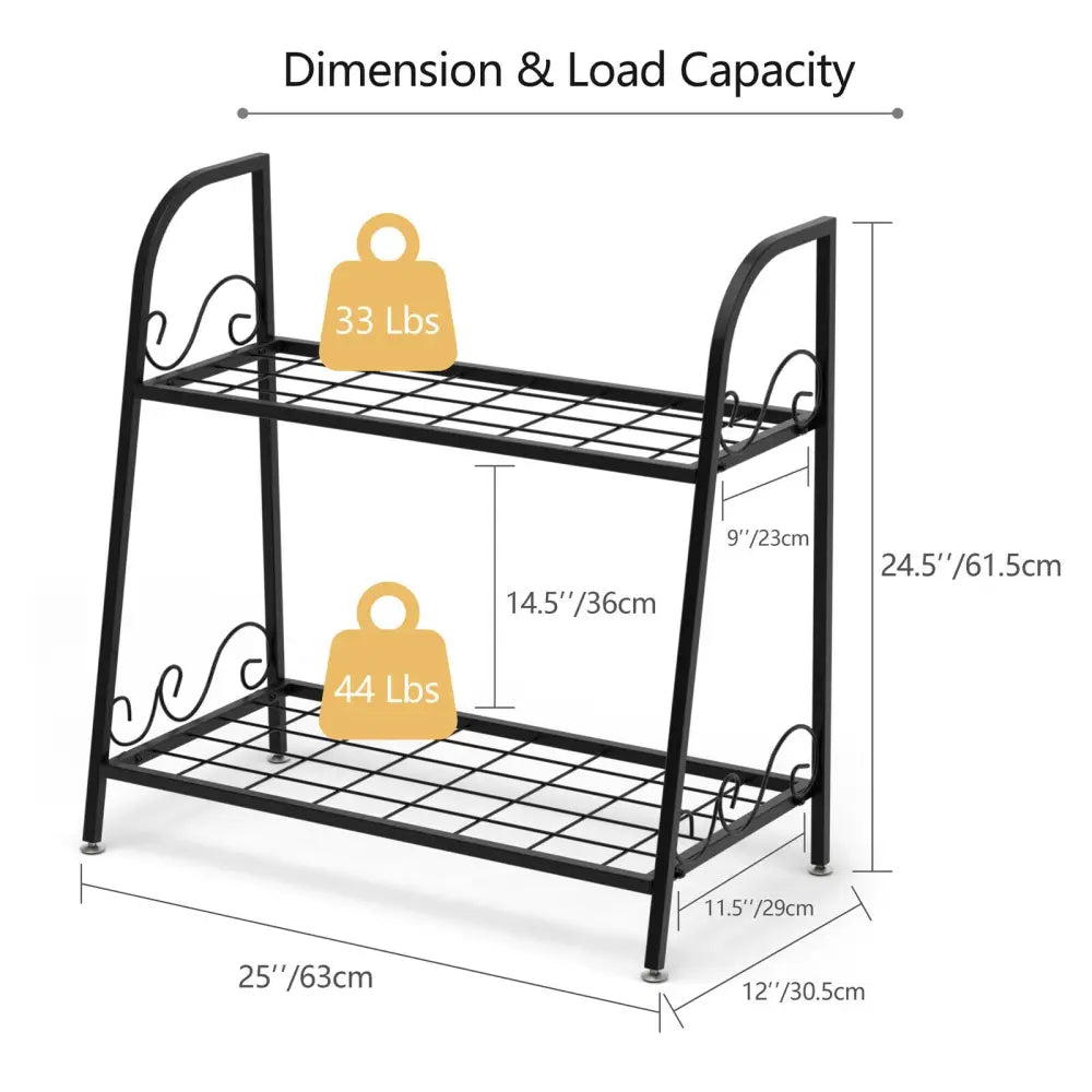 2-tier Patio Metal Plant Stand - Plant Stands