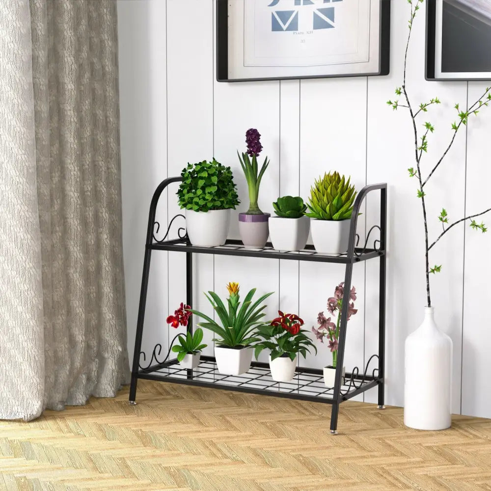 2-tier Patio Metal Plant Stand - Plant Stands