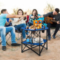 2-Tier Portable Picnic Table with Carrying Bag and 4 Cup Holders-Blue - Blue - Camping Furniture
