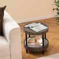2-tier Rattan Cat Nest with Removable Padded Cushion-Gray - Gray - Cat Houses