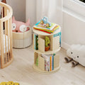 2-Tier Rotating Bookshelf with Dividers and Anti-falling Baffles-Natural - Natural - Bookcases
