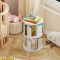 2-Tier Rotating Bookshelf with Dividers and Anti-falling Baffles-White Costway