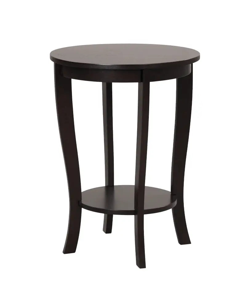 2-tier Round End Table with Solid Wood Legs-Espresso - Espresso - End & Side Tables