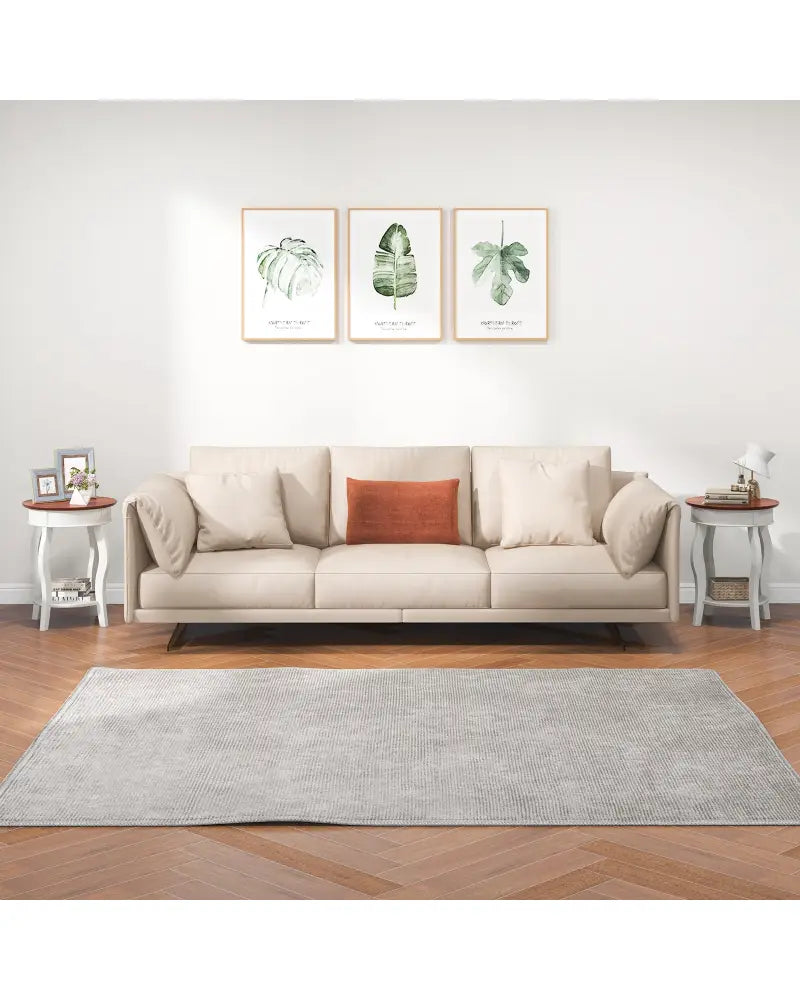 2-Tier Round End Table with Storage Shelf and Solid Rubber Wood Legs-Walnut & White - Walnut & Gray - End & Side Tables