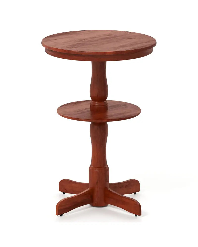 2-Tier Round High Top Bar Table with Storage Shelf and Pedestal Base-Espresso - Espresso - Patio Bar Furniture