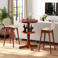 2-Tier Round High Top Bar Table with Storage Shelf and Pedestal Base-Espresso - Espresso - Patio Bar Furniture