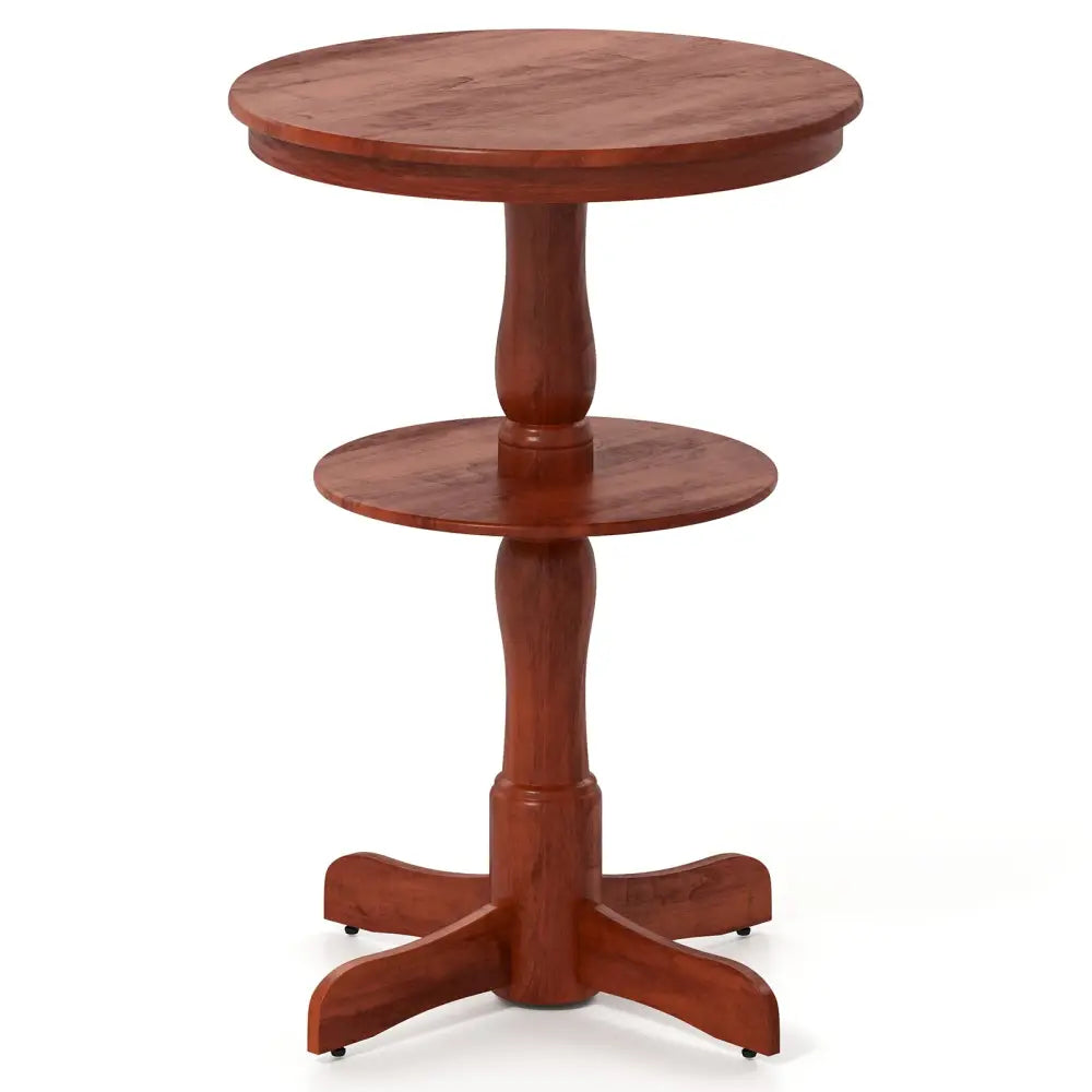 2-Tier Round High Top Bar Table with Storage Shelf and Pedestal Base-Espresso - Espresso - Patio Bar Furniture