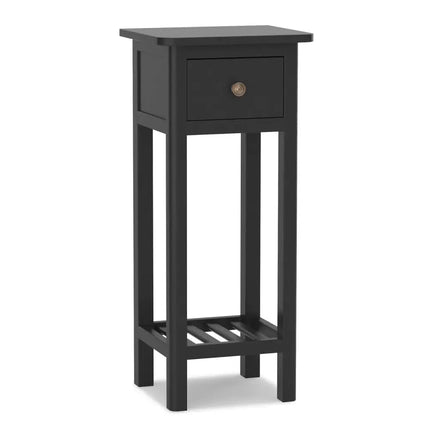 2 Tier Slim Nightstand Bedside Table with Drawer Shelf-Black Costway